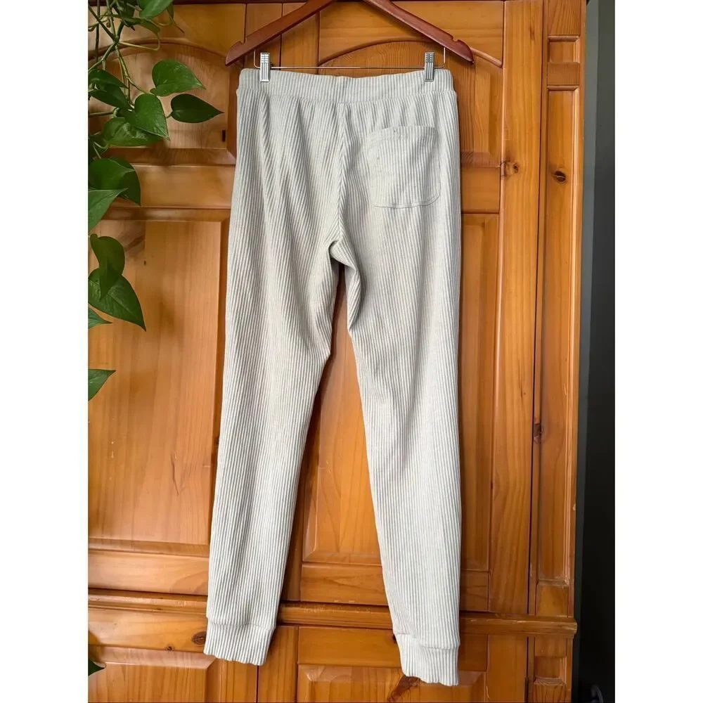 Alo Yoga Ribbed Joggers Cream Beige Womens Medium Lounge Pants